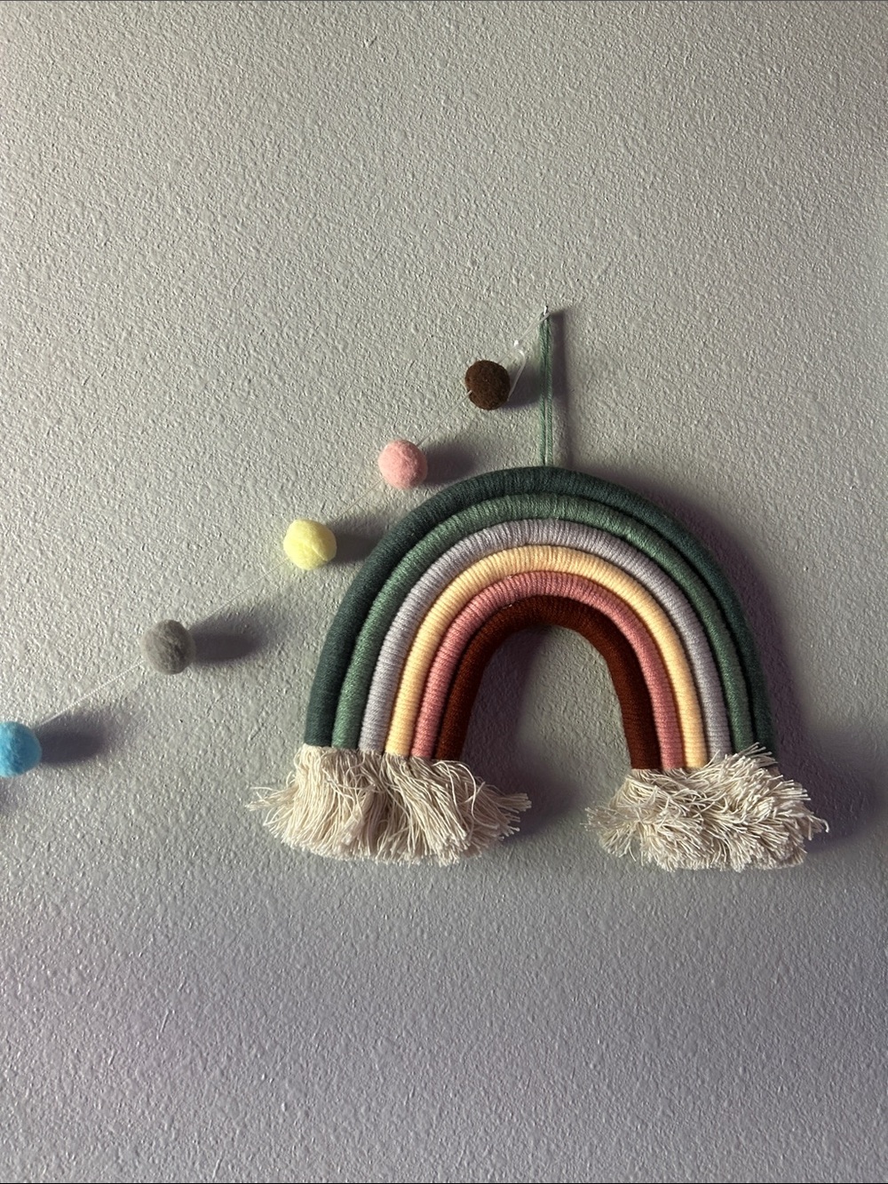 Boho Macrame Rainbow Wall Hanging & PomPom Garland